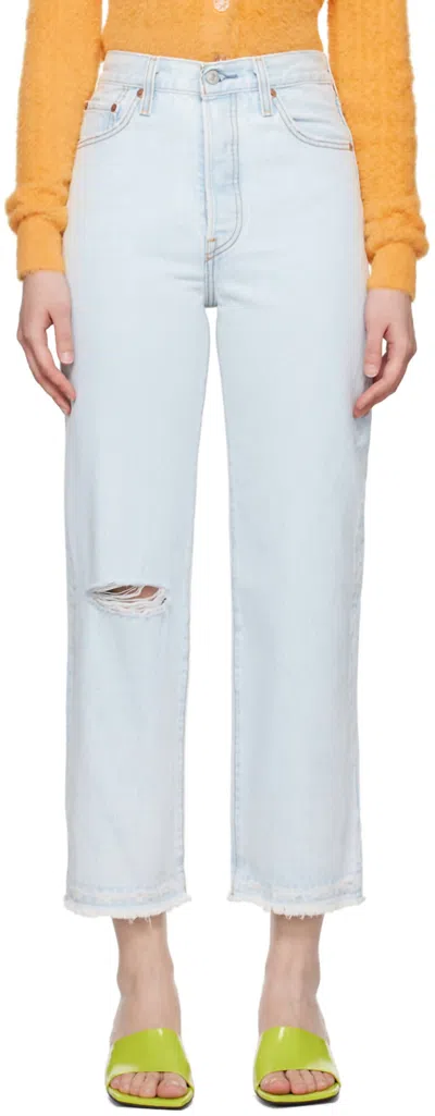 Levi's Blue Ribcage Straight Ankle Jeans In Multi