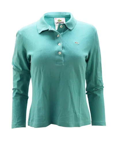 Lacoste Long Sleeve Polo In Teal Cotton In Green