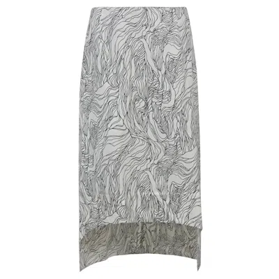 Marni Printed Asymmetric Skirt In Black And White Viscose In Black