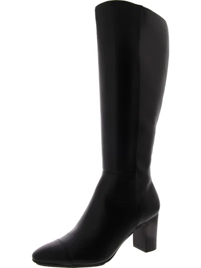 Anne Klein Spencer Womens Faux Leather Sleek Knee-high Boots In Black