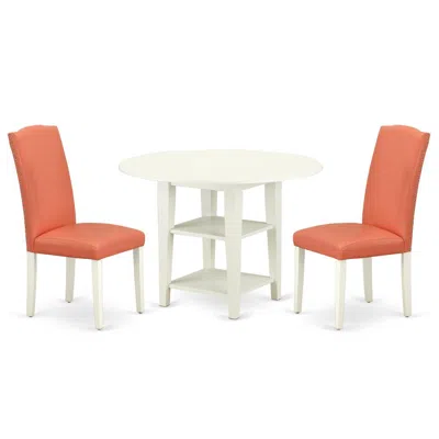 East West Furniture Dining Room Set Linen White, Suen3-lwh-78