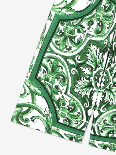 Dolce & Gabbana Majolica-print Drawstring Shorts In Green