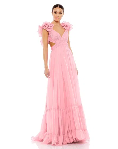 Mac Duggal Women's Ruffle Tiered Cut-out Chiffon Gown In Blush