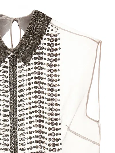 Alberta Ferretti Embellished Collar Chiffon Top