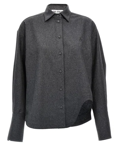Attico Dark Grey Wool Blend Eliza Shirt In Gray