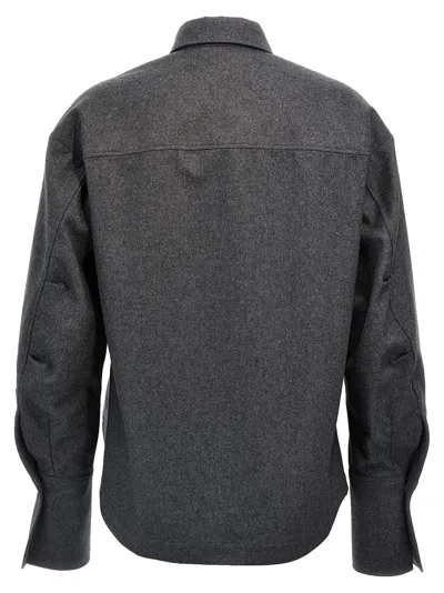 Attico Dark Grey Wool Blend Eliza Shirt In Gray