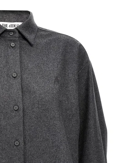 Attico Dark Grey Wool Blend Eliza Shirt In Gray