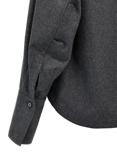 Attico Dark Grey Wool Blend Eliza Shirt In Gray