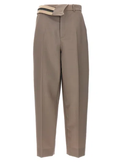 Fendi High-waisted Pleated Front Trousers With Side Pockets In Gray