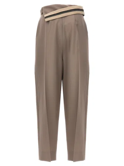 Fendi High-waisted Pleated Front Trousers With Side Pockets In Gray