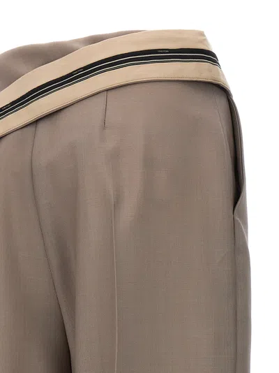 Fendi High-waisted Pleated Front Trousers With Side Pockets In Gray