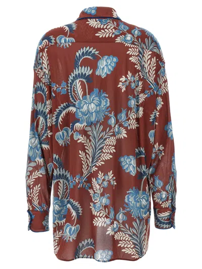 Etro Bordeaux Shirt With All-over Paisley Motiv In Multicolor