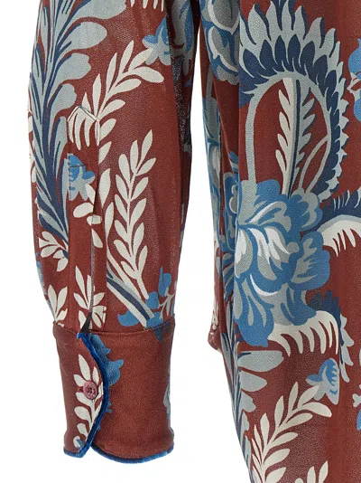 Etro Bordeaux Shirt With All-over Paisley Motiv In Multicolor