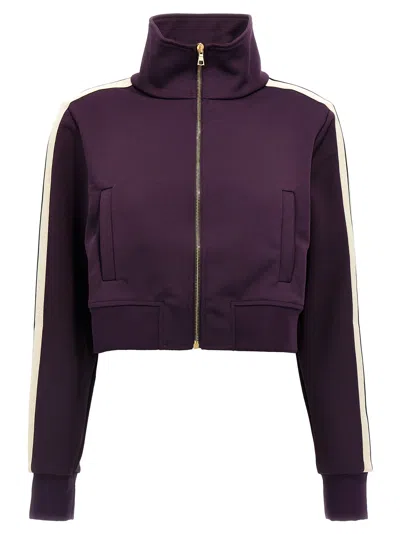 Shop Palm Angels 'classic Logo' Cropped Sweatshirt In Purple