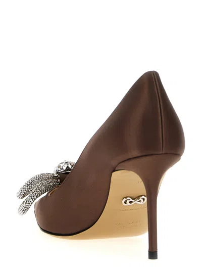 Mach&mach Brown Double Bow Satin Heels In Brown