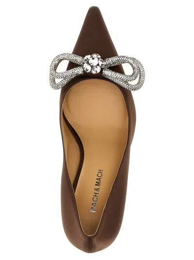 Mach&mach Brown Double Bow Satin Heels In Brown