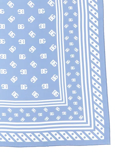 Dolce & Gabbana Light Blue Logo Scarf In 浅蓝色