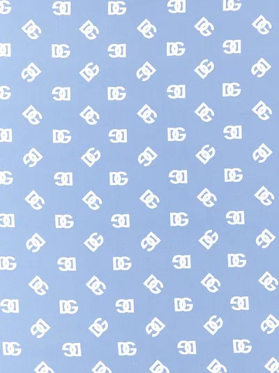 Dolce & Gabbana Light Blue Logo Scarf In 浅蓝色