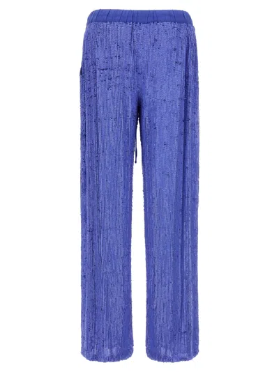P.a.r.o.s.h . Wide-leg Trousers With Shimmering Sequin Detailing In Blue