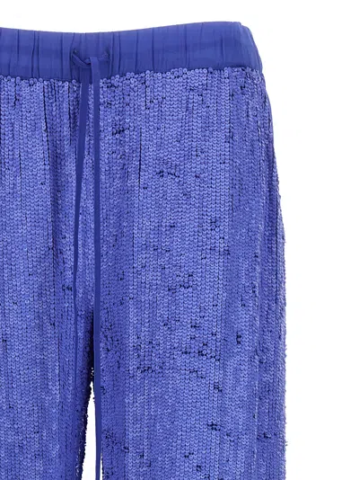 P.a.r.o.s.h . Wide-leg Trousers With Shimmering Sequin Detailing In Blue