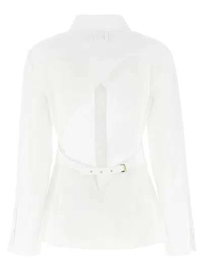 Jacquemus White Blouse With Cut-out Detail And Adjustable Waistband In White
