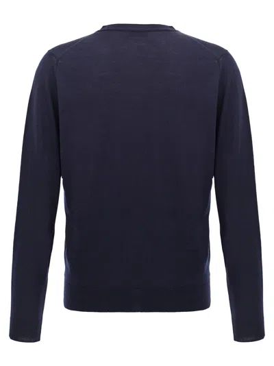 John Smedley V-neck Wool Cardigan With Ribbed Cuffs And Hem In Gold
