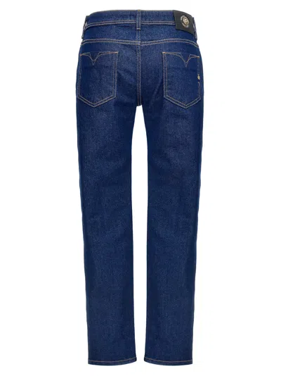 Versace Jeans Couture 'judy' Denim Trousers Featuring Contrast Stitching In Blue