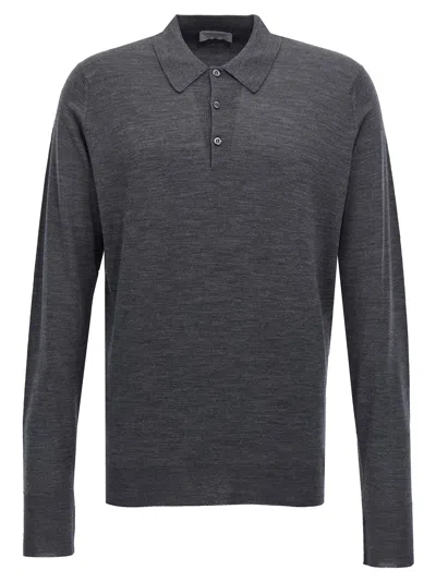 Shop John Smedley 'dorset' Polo Shirt In Gray