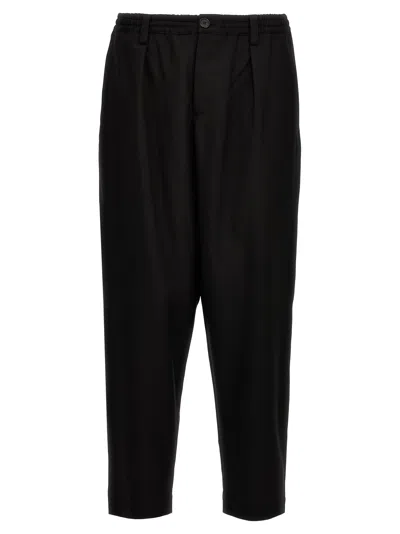 Marni Blue Tropical Wool Crop Trousers In Black