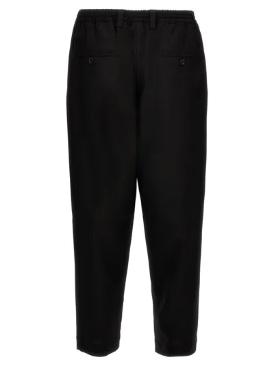 Marni Blue Tropical Wool Crop Trousers In Black