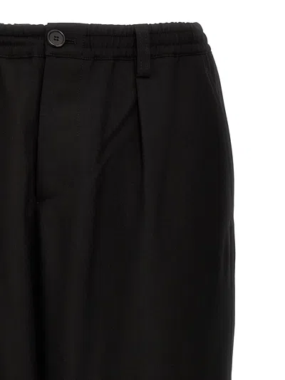 Marni Blue Tropical Wool Crop Trousers In Black