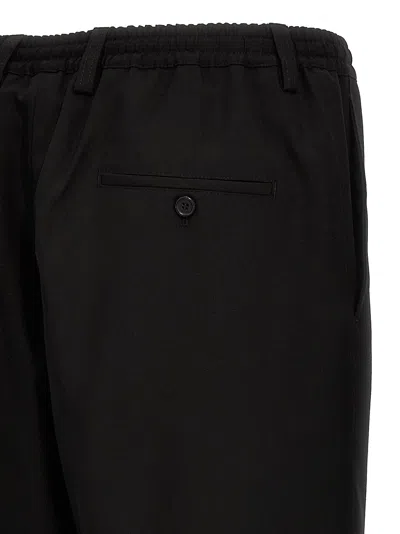 Marni Blue Tropical Wool Crop Trousers In Black