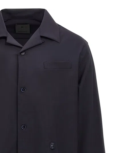 Givenchy Blue Logo Plaque Shirt In Blue