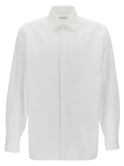 Saint Laurent White Pointed Collar Long Sleeve Shirt In Cotton Man In White