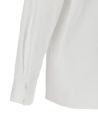 Saint Laurent White Pointed Collar Long Sleeve Shirt In Cotton Man In White