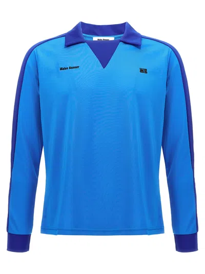 Wales Bonner Panelled Sleeve Knit Sweater In Blue