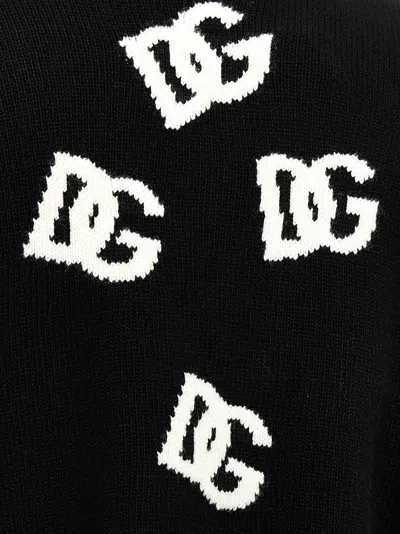 Shop Dolce & Gabbana Jacqurd Logo Sweater In White/black