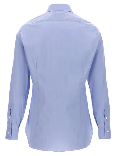 Barba Napoli Barba Tailored Poplin Shirt With Button Closure In Light Blue