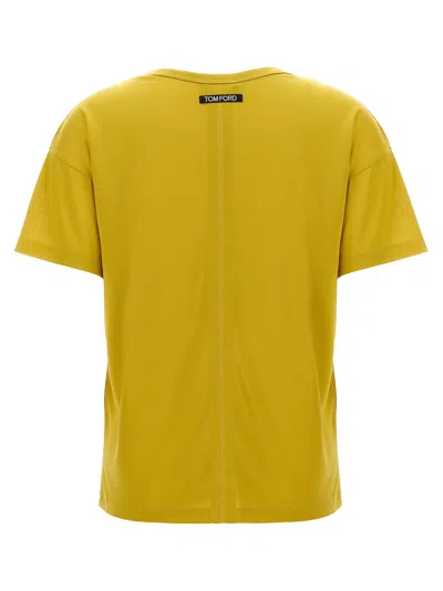 Tom Ford Relaxed Silk T-shirt With Crew Neck In Yellow