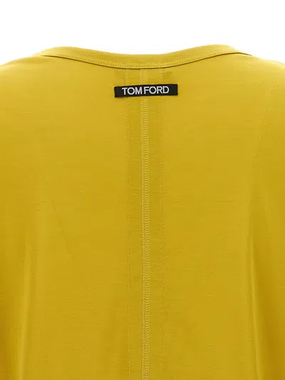 Tom Ford Relaxed Silk T-shirt With Crew Neck In Yellow