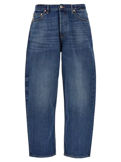 Valentino Blue Washed-effect Denim Jeans In Blue