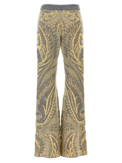 Etro Paisley Intarsia Flared Trousers In Multicolor