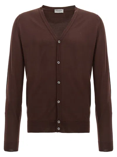 John Smedley V-neck Cardigan Long Sleeves In Brown