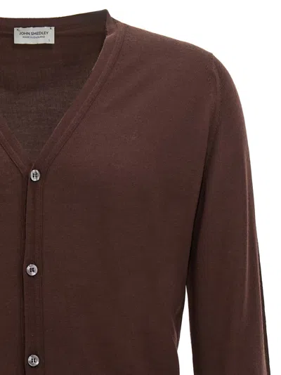 John Smedley V-neck Cardigan Long Sleeves In Brown