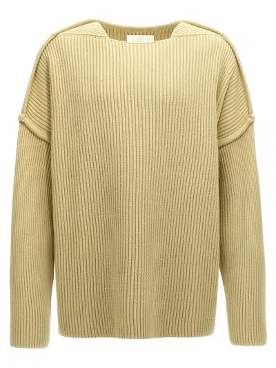 Jil Sander Geometric Neckline Sweater With Dropped Shoulders In 绿色的