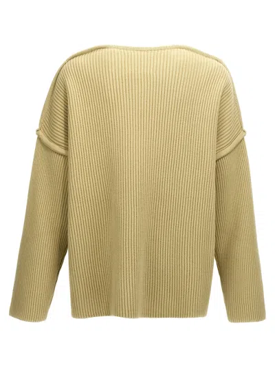 Jil Sander Geometric Neckline Sweater With Dropped Shoulders In 绿色的