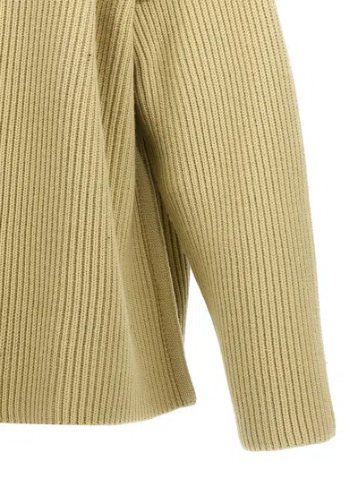 Jil Sander Geometric Neckline Sweater With Dropped Shoulders In 绿色的