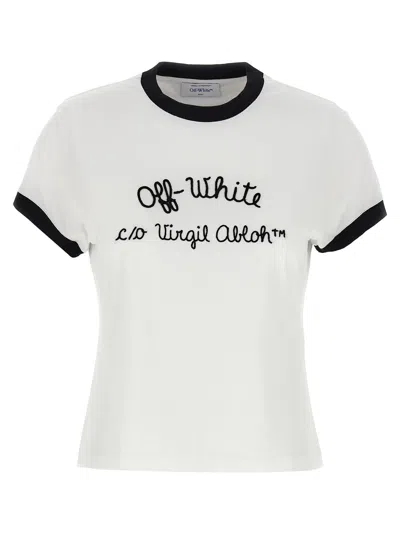 Shop Off-white Off White 'embr Script Type' T Shirt In White/black