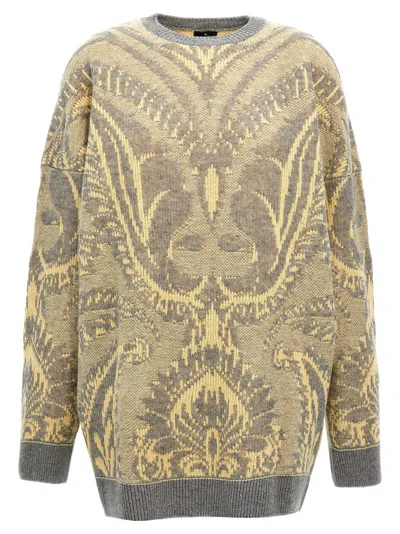 Etro 'paisley' Crew Neck Oversized Jacquard Sweater In Multicolor
