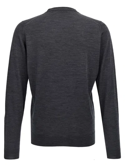 John Smedley Classic V-neck Cardigan With Ribbed Cuffs And Hem In Gray